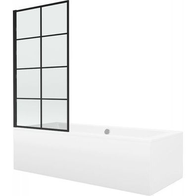 Mexen Cube Rechteckbadewanne 170x80 cm, inkl. Duschabtrennung, Schwarz, 550517080