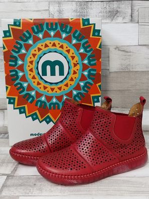 Manitu Damen Sommer Boots rot mit Lochmuster