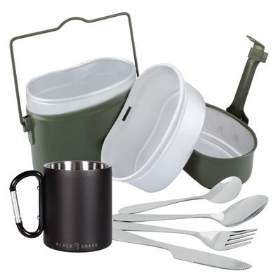 Black Snake® Aluminium Kochgeschirr mit 'lunch' Camping Besteck und