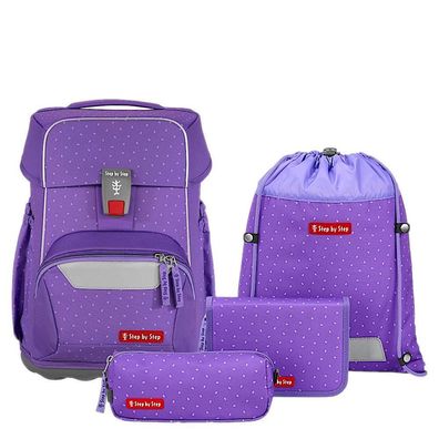 Step by Step BASIS Schulranzen Set 4tlg Purple Konfetti, Purple Konfetti, Mädchen