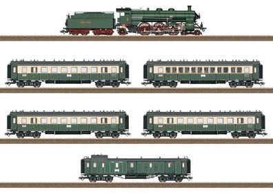 Trix 21360 Bayr. Schnellzug S3/6 u. 5 Wagen DCC-Sou Spur H0