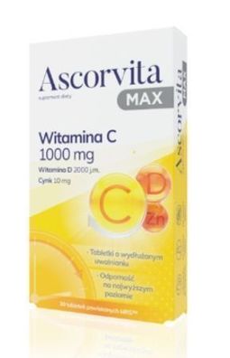 Ascorvita MAX, 30 Tabletten - Vitamin C Immunsystem Schutz