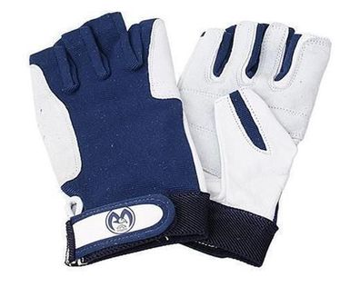 Segelhandschuh Leder weiß/blau 5-Finger offen XL, SH1257