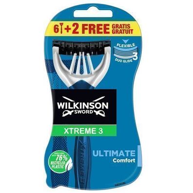 Wilkinson Xtreme3 Herrenrasierer - 8er Pack - Präzisionsscherer