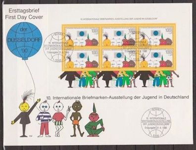 BRD 1990 Künstler FDC MiNr. 1472 und Block 21 Briefmarkenausstellung der Jugend