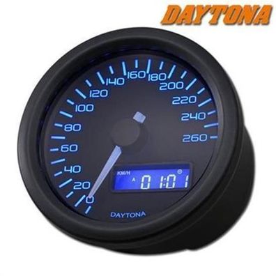 Daytona Digital Tacho "Velona", 60mm 260 km/h, peedometer/Watch/Voltanz Trip