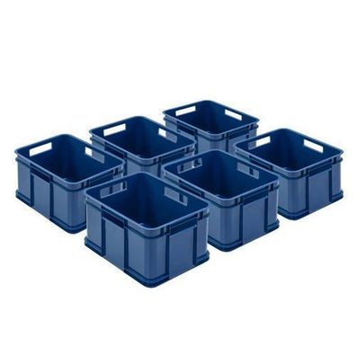 6x Euro Stapelbox Bruno Eco Blau Stapelkasten 16L Transport Eurobehälter