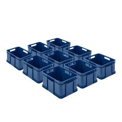 9x Euro Stapelbox Bruno Eco Blau Stapelkasten 16L Transport Eurobehälter