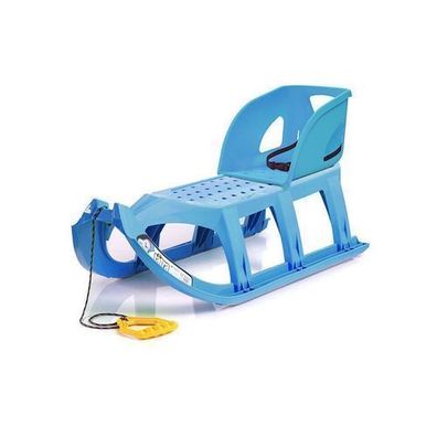 Schlitten Kinderschlitten Kindersitz Lehne Rückenlehne Set 109 cm blau