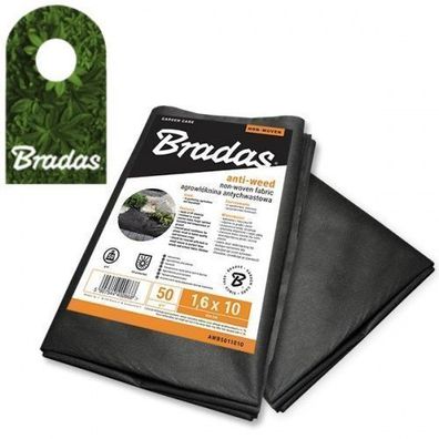 Bodengewebe 1,6x10m Unkrautvlies Gartenvlies Mulchvlies Vlies 50g/ m² BRADAS