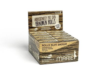 20xMarie Rolls Slim BROWN Handwerk Papers 5m * **AKTION* * *