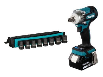 Makita Akku Schlagschrauber DTW 301 Z Sologerät mit Schlagnuss-Set 1/2" 8-tlg