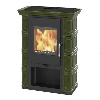 Borgholm Exclusive Olivgrün Kachel Kaminofen 6kW