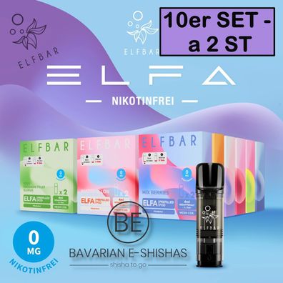 10x Elfa Elfbar 600 E-Zigaretten Mehrweg Pod-System E-Shisha ohne/ 0mg Nikotin