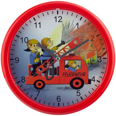 Kinderwanduhr Feuerwehr Ø 25cm, Quarz