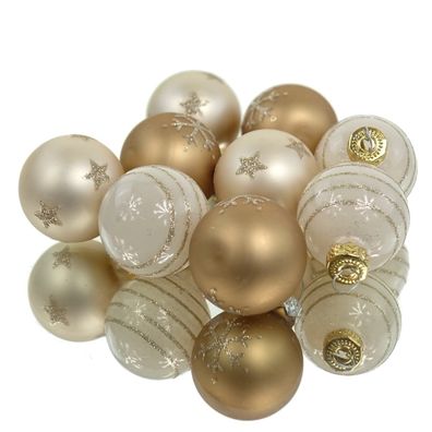 Kaemingk Micro-Weihnachtskugeln Pearl beige-braun Ø 3 cm 9er Set - Glas