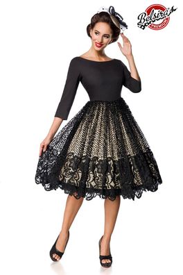 Belsira Vintage Premium Spitzen-Swingkleid, schwarz, Größe XL