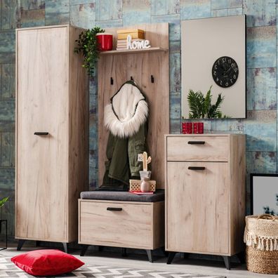 Garderobe Flurgarderobe Garderoben Set Flurmöbel Modern Komplettset 5-tlg Holz