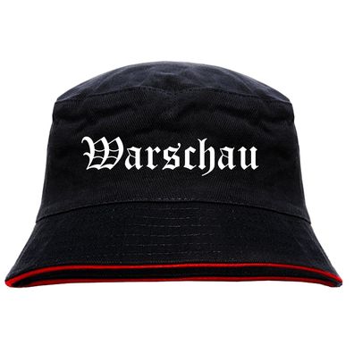 Warschau Anglerhut - Altdeutsche Schrift - Schwarz-Roter Fischerhut