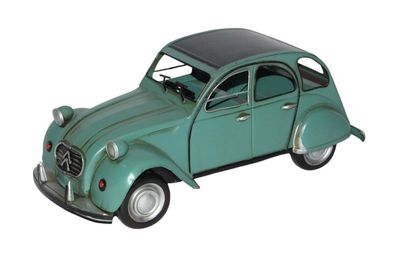 Blechauto Nostalgie Modellauto Oldtimer Citroen 2CV Ente in grün aus Blech L 33 cm