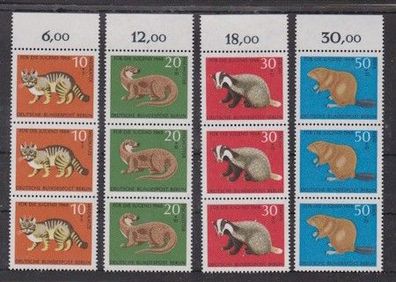 Berlin 1968 postfrisch 3er Streifen MiNr. 316-319 Vom Aussterben bedrohte Tiere