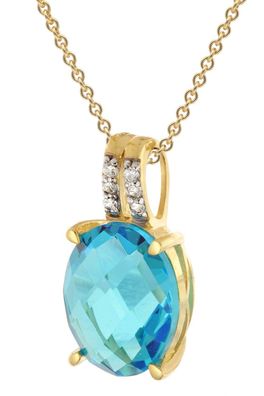 trendor Schmuck Damen-Kette 925 Silber Vergoldet Mit Synthetischem Blautopas 68864