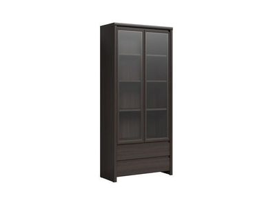 BLACK RED WHITE Vitrinenschrank Kaspian | Standvitrine | 40,5 x 90 x 200,5 cm, Braun