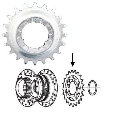 Shimano Steck-Zahnkranz "Nexus" Passend für 3-/4-/ 20 Zähne, silb