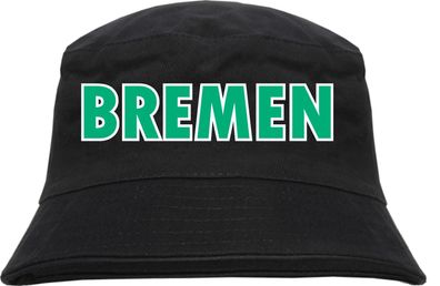 Bremen Fischerhut - bedruckt - Bucket Hat Anglerhut Hut Blockschrift Grün Weiss