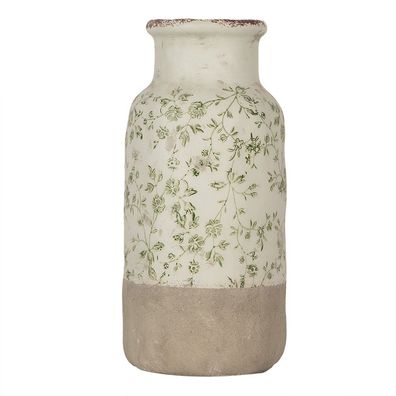 Clayre & Eef Vase Ø 15x32 cm Grün Keramik Blumen (Gr. Ø 15x32 cm)