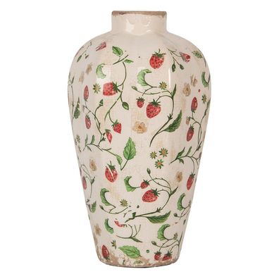 Clayre & Eef Vase Ø 17x29 cm Beige Keramik Blumen (Gr. Ø 17x29 cm)