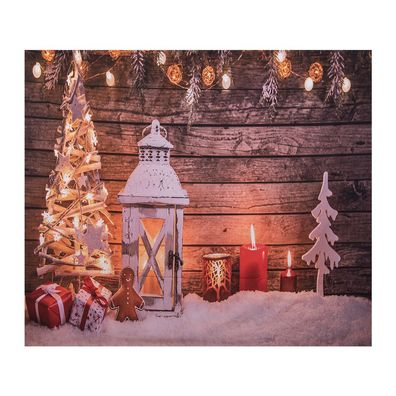 Clayre & Eef Weihnachtlicher Hintergrundstoff 180x210 cm Braun Stoff Weihnachtsbaum