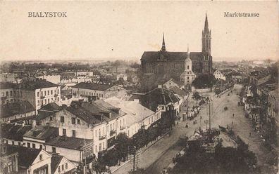 Marktstrasse mit Blick zur Kathedrale Bialystok Polen Postkarte AK 1917