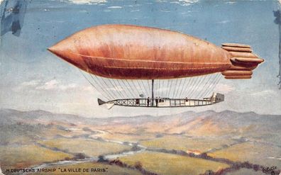 Luftschiff Zeppelin Künstler AK Deutsch ´s Airship 1908