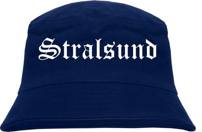 Stralsund Fischerhut - Dunkelblau - Altdeutsch - bedruckt - Bucket Hat Anglerhut Hut