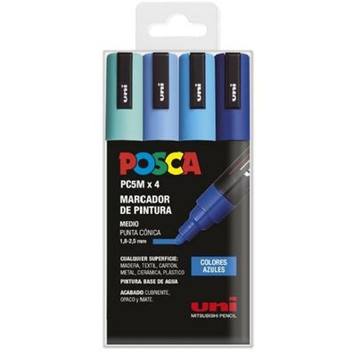 Marker-Set POSCA PC-5M Blau Bunt