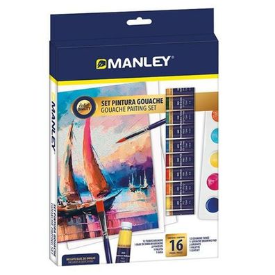 Gouache-Malerei-Set Manley 16 Stücke Bunt