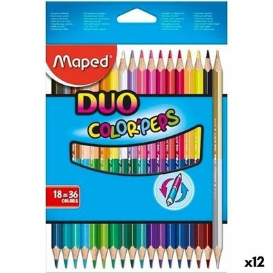 Buntstifte Maped Duo Color' Peps Bunt 18 Stücke Zweifachem Ende (12 Stück)