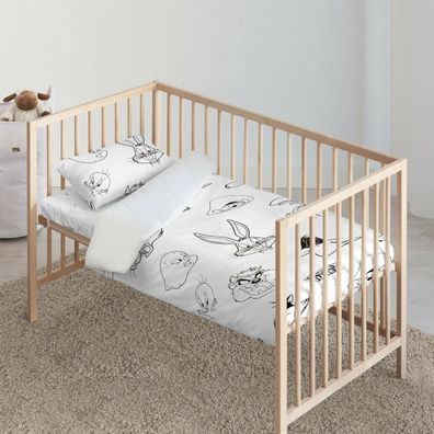 Bettbezug für Babybett Looney Tunes Looney B&W 115 x 145 cm