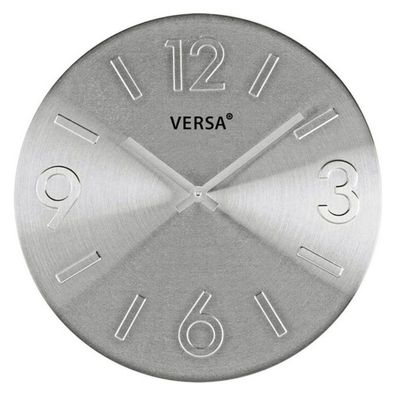 Wanduhr Versa Silberfarben Metall Aluminium 4 x 35,5 x 35,5 cm