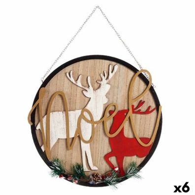 Dekoration zum Aufhängen Schild Weihnachts-Rentier natürlich Holz MDF 29 x 1 x 29 cm