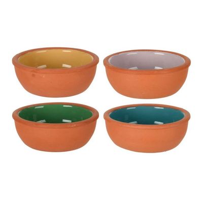 Schalenset Excellent Houseware Steingut Aperitif Terrakotta 4 Stücke 150 ml Ø 10,4 x