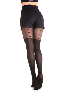 Schwarze Strumpfhose 40/120 Den mit Herz Motiv – Wild und Stilvoll