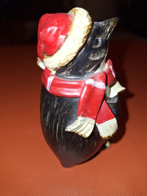 Weihnachtsdeko Pinguin mit Weihnachtsmütze 12cm