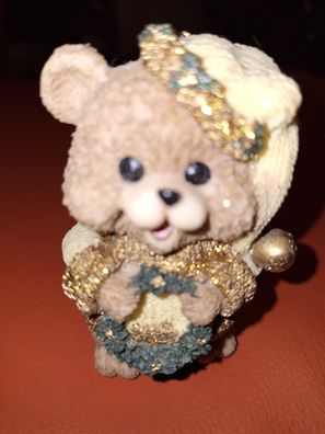 Weihnachtsdeko Bär mit Weihnachtsmütze 10cm