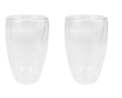 2er Set Doppelwandiges Thermoglas ohne Henkel Teetassen Doppelwand Glas Kaffeetass