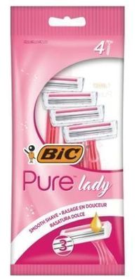 Bic Damen Einwegrasierer, Pure Lady, 4 Stéck - Premium Rasierklingen