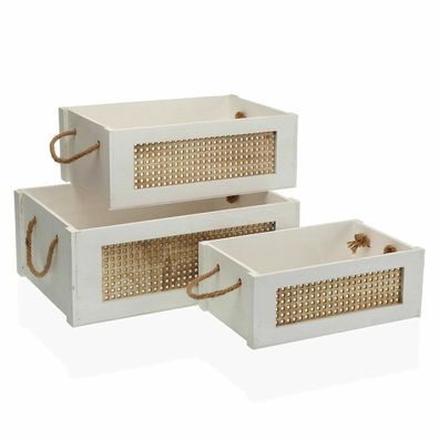 Set dekorativer Karten Versa Raster Holz (28 x 15 x 38 cm) (3 pcs)