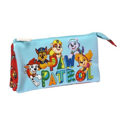 Dreifaches Mehrzweck-Etui The Paw Patrol Funday Rot Hellblau (22 x 12 x 3 cm)