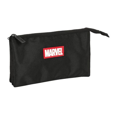 Dreifaches Mehrzweck-Etui Marvel Schwarz (22 x 12 x 3 cm)